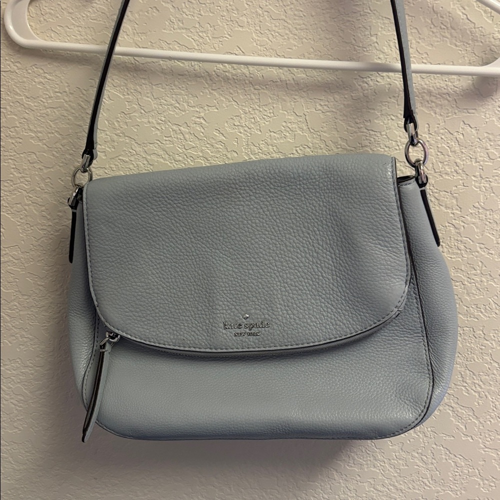 Kate Spade Jackson light blueSoft Pebbled Leather Medium Flap Shoulder bag